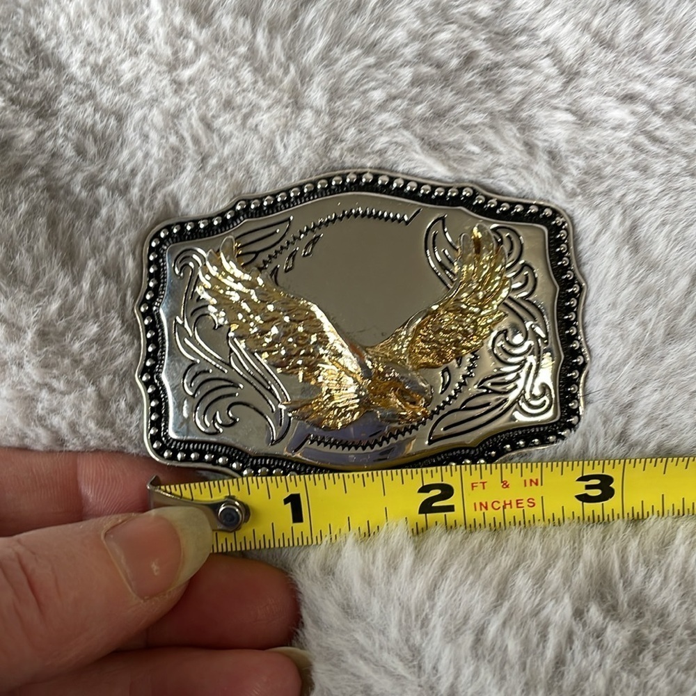 Gold and Silver Eagle Belt Buckle - Picture 5 of 6